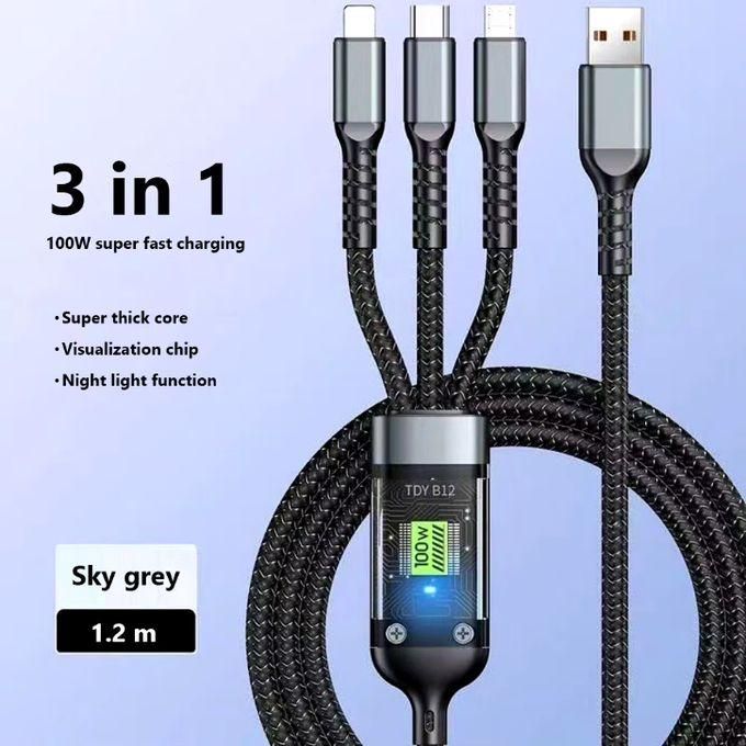 Câble de charge intelligent 3-en-1 – 100 W avec écran LED