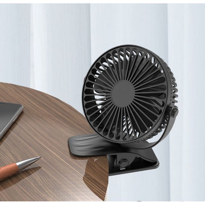Mini ventilateur USB avec clip – Rechargeable &amp; rotatif 360°