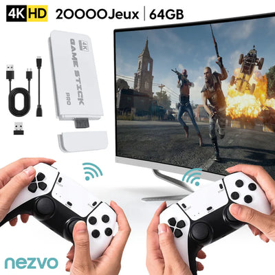 Console Rétro HDMI 4K avec 20 000+ Jeux & 2 Manettes Sans Fil
