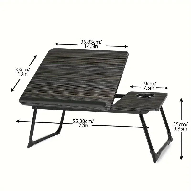 Table Pliante Réglable Multifonction – Bureau Portable Ergonomique avec Porte-Gobelet (TK)