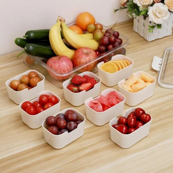 Organisateur de réfrigérateur – 8 Pots avec Couvercle et Poignée