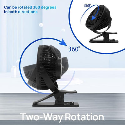 Mini ventilateur USB avec clip – Rechargeable &amp; rotatif 360°