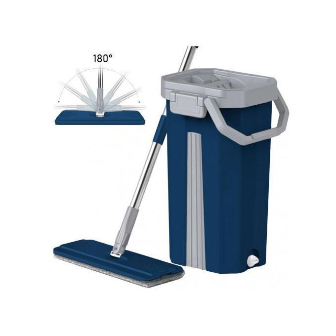 Vadrouille Plate Rotative 360° avec Seau Auto-Essoreur – 5 Tampons Microfibre TK