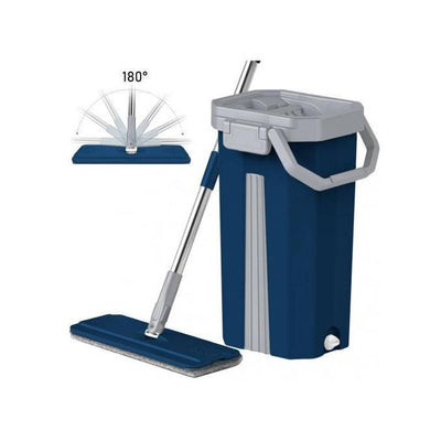 Vadrouille Plate Rotative 360° avec Seau Auto-Essoreur – 5 Tampons Microfibre TK