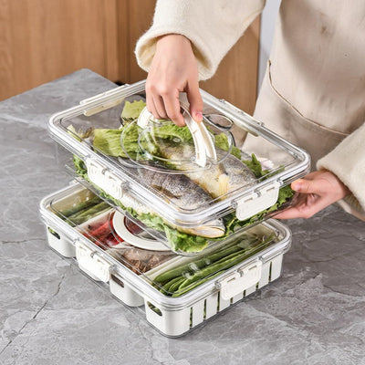 Boîte de rangement compartimentée pour réfrigérateur – Organisation optimale &amp; fraîcheur prolongée