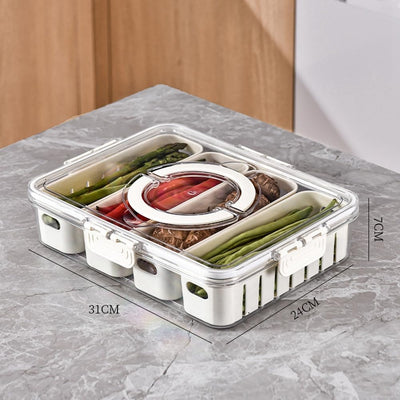 Boîte de rangement compartimentée pour réfrigérateur – Organisation optimale &amp; fraîcheur prolongée