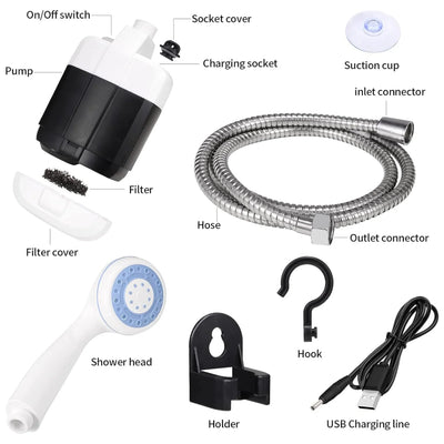Douche Portable Rechargeable – Parfaite pour le Camping &amp; l’Extérieur (TK)