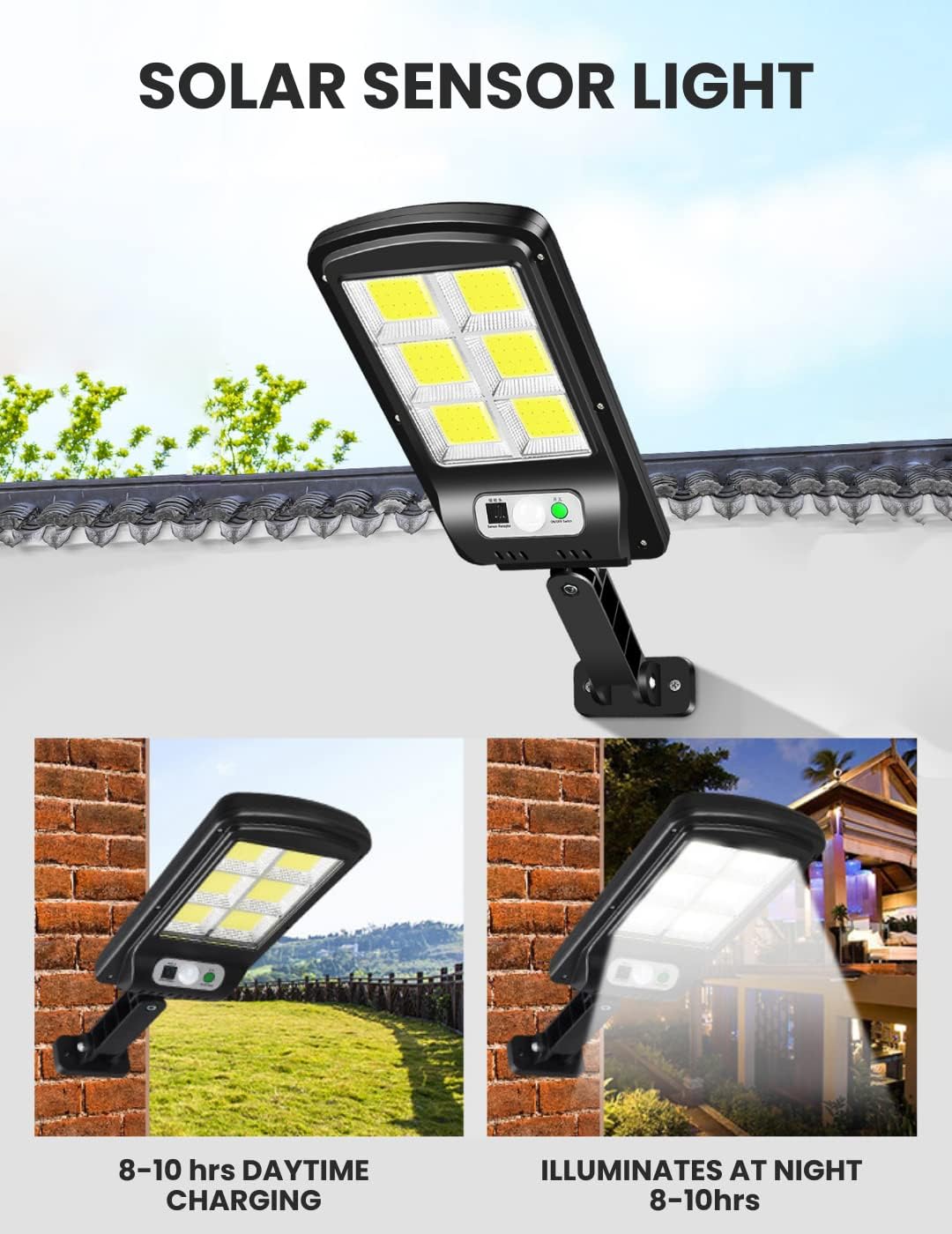 Lampe Solaire Extérieure à Télécommande &amp; Détecteur de Mouvement – Étanche IP65 (GA)