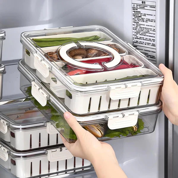 Organisateur de réfrigérateur – 8 Pots avec Couvercle et Poignée
