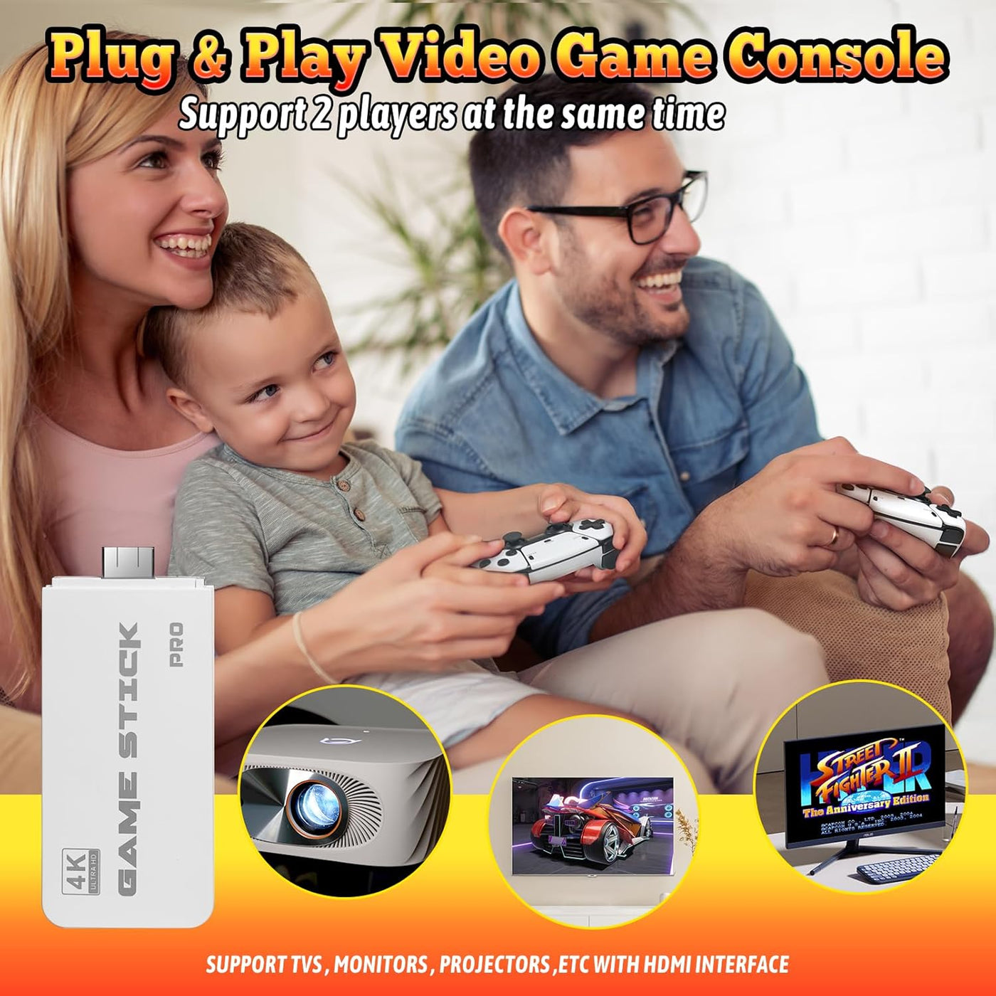 Console Rétro HDMI 4K avec 20 000+ Jeux & 2 Manettes Sans Fil