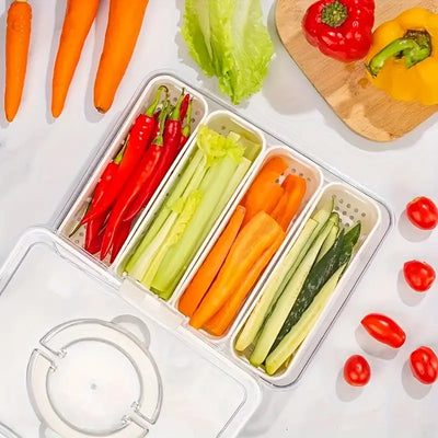 Boîte de rangement compartimentée pour réfrigérateur – Organisation optimale &amp; fraîcheur prolongée