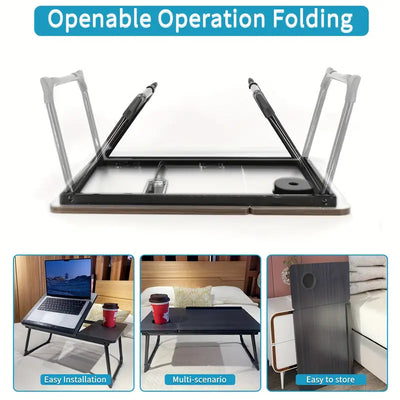 Table Pliante Réglable Multifonction – Bureau Portable Ergonomique avec Porte-Gobelet (TK)