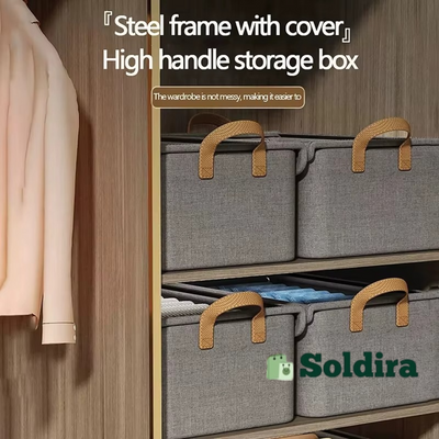 Boîte de Rangement Pliable avec Cadre en Acier – Organisateur de Garde-Robe