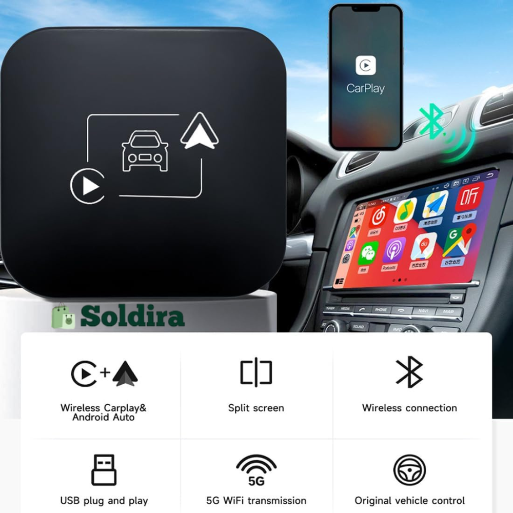 Adaptateur Sans Fil 2-en-1 CarPlay & Android Auto – Transformez votre connexion filaire en expérience sans fil