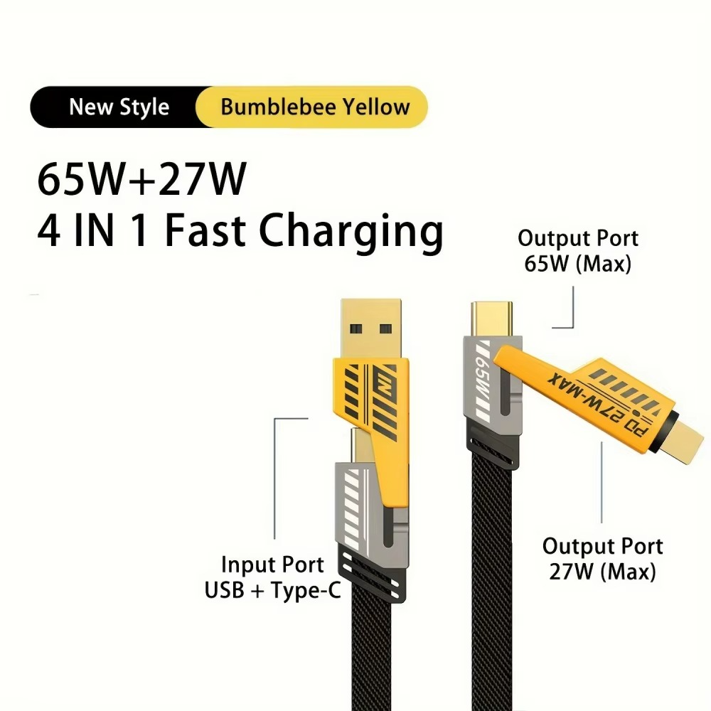 Câble Multi-USB 4-en-1 avec Porte-Clés – Charge Rapide PD 65W