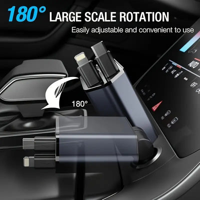 Chargeur de Voiture 4-en-1 Rétractable avec Charge Rapide USB