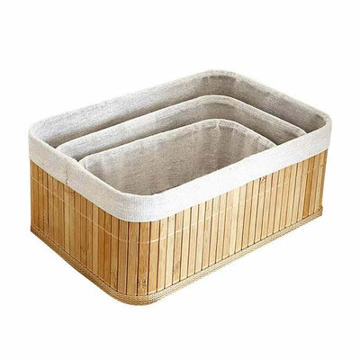 Lot de 3 Paniers de Rangement en Bambou Naturel
