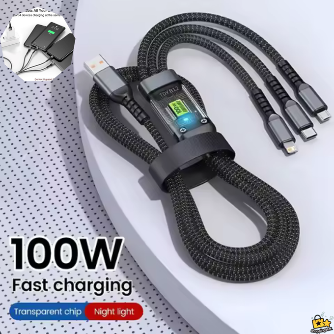 Câble de charge intelligent 3-en-1 – 100 W avec écran LED
