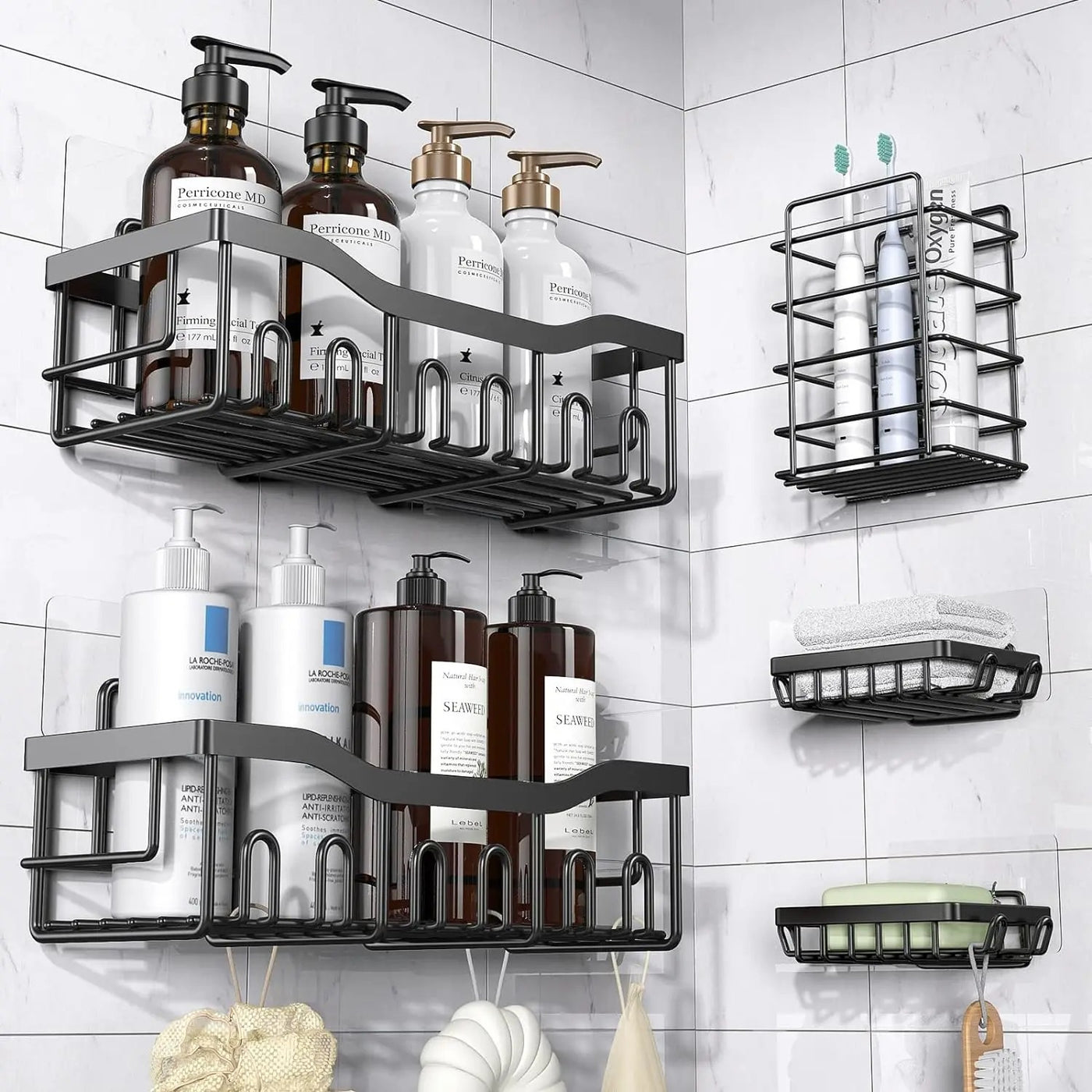 Ensemble de 5 Étagères Murales de Douche