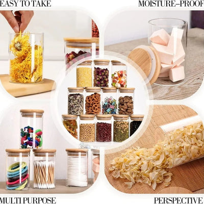 Ensemble de 9 Pots à Épices en Verre avec Support en Bois – Élégant &amp; Pratique