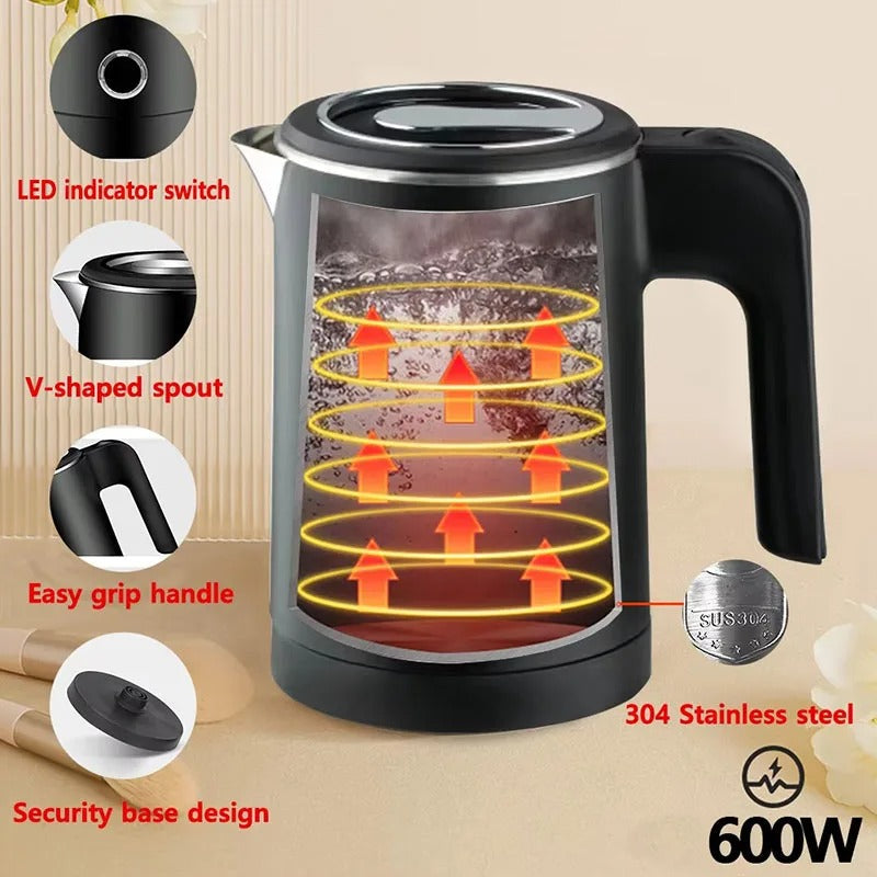 Bouilloire Électrique Portable – Acier Inox 304 | 500 ml | Chauffage Rapide 600W