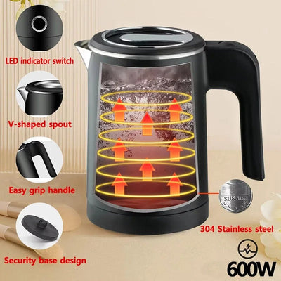 Bouilloire Électrique Portable – Acier Inox 304 | 500 ml | Chauffage Rapide 600W