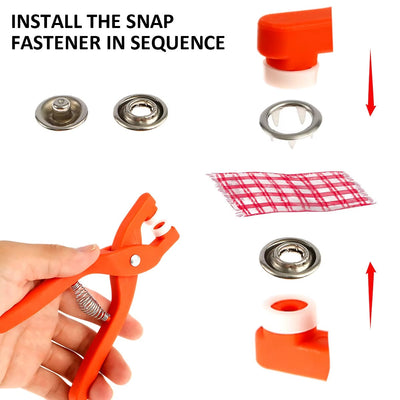 Kit de 200 boutons‑pression métalliques + pince de pose GA