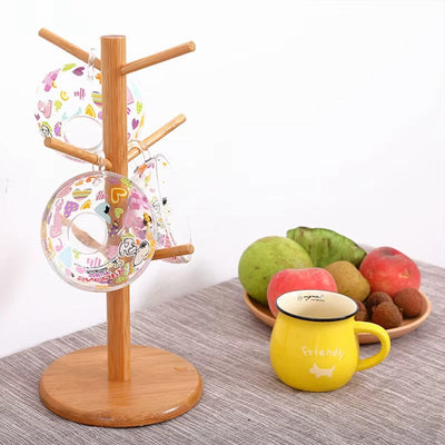 Support en bois pour tasses – Design arbre avec 6 crochets