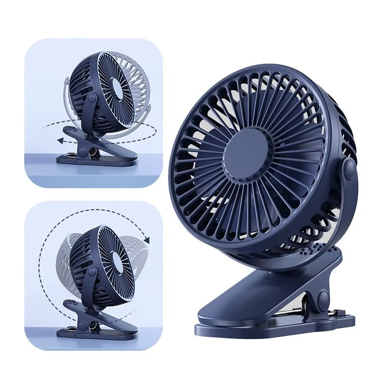 Mini ventilateur USB avec clip – Rechargeable &amp; rotatif 360°