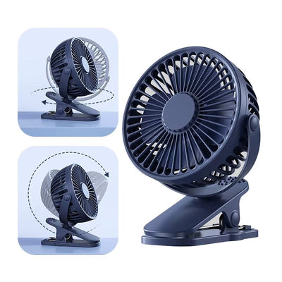 Mini ventilateur USB avec clip – Rechargeable &amp; rotatif 360°