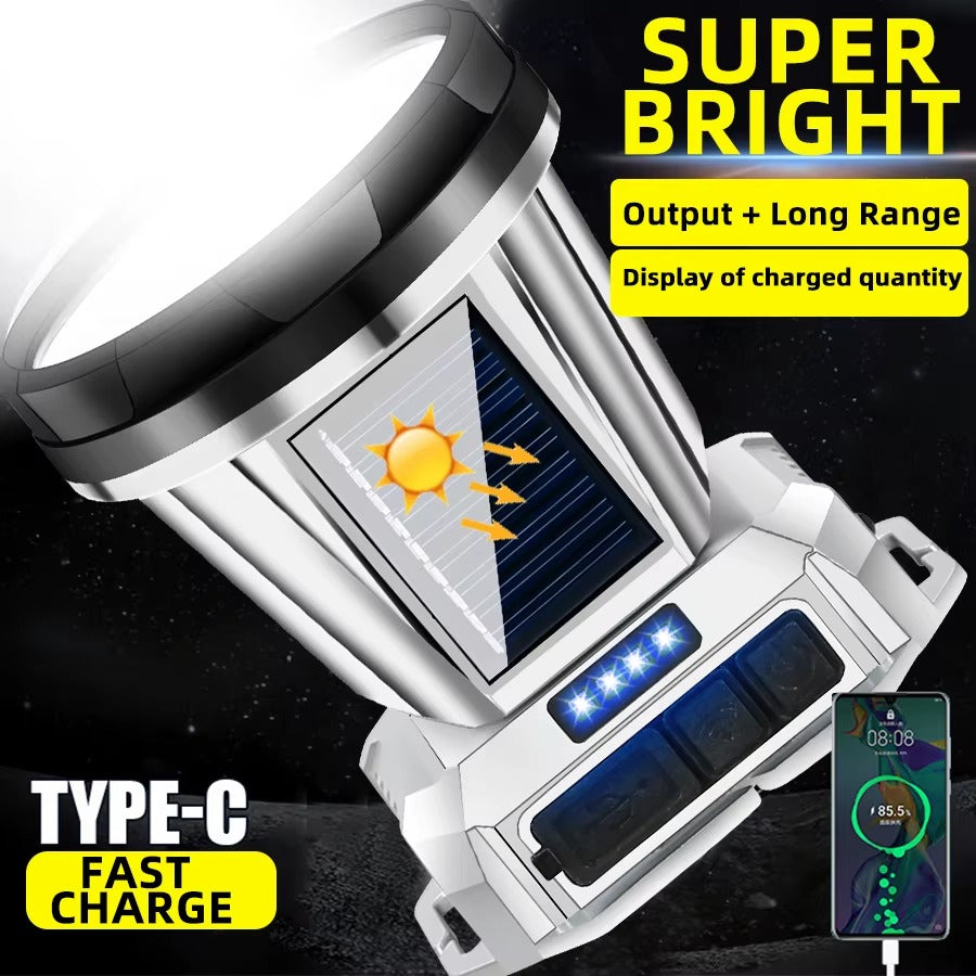 Phare LED Rechargeable à Induction &amp; Solaire – Ultra Puissant et Étanche