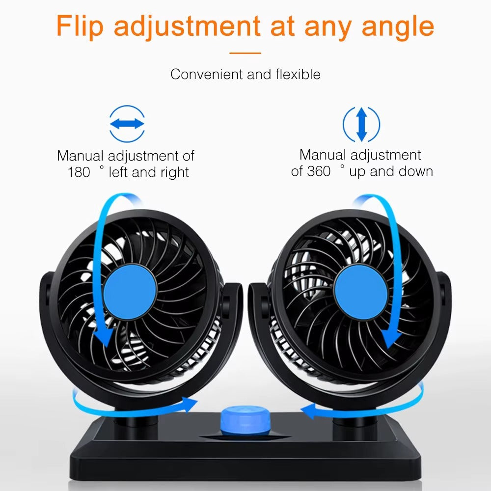Double ventilateur pour voiture – Refroidissement puissant et orientable