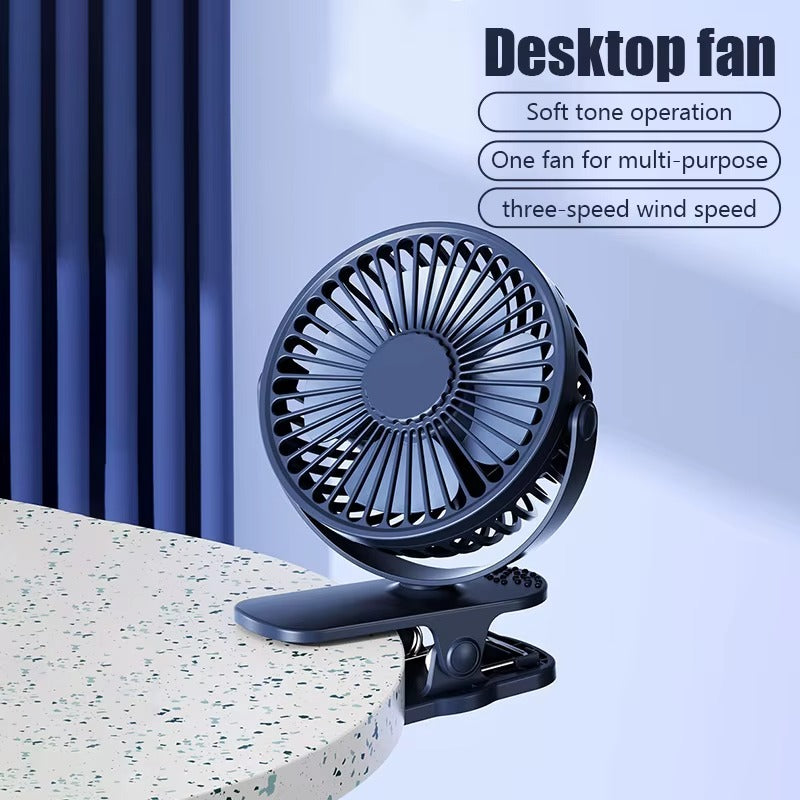 Mini ventilateur USB avec clip – Rechargeable &amp; rotatif 360°