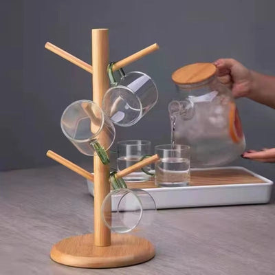 Support en bois pour tasses – Design arbre avec 6 crochets
