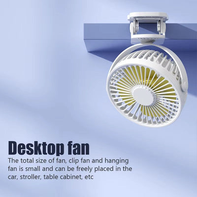 Mini ventilateur USB avec clip – Rechargeable &amp; rotatif 360°
