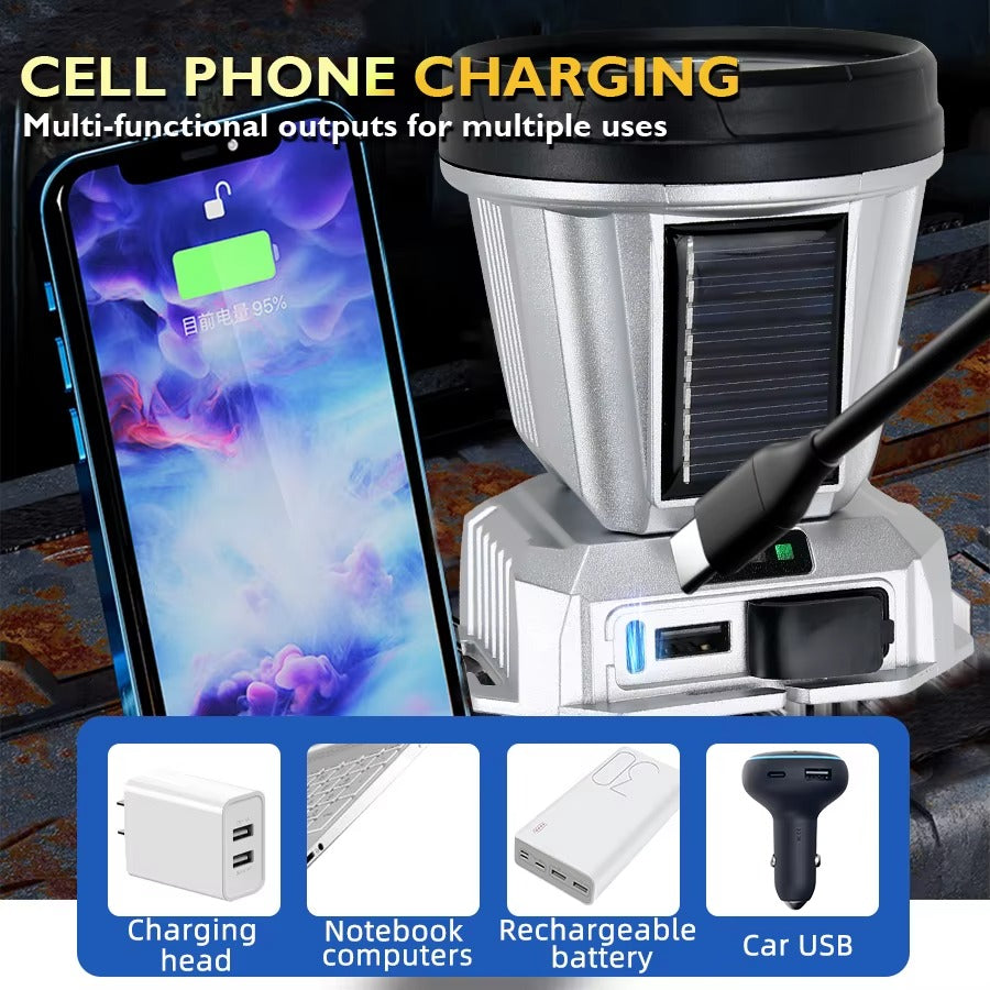 Phare LED Rechargeable à Induction &amp; Solaire – Ultra Puissant et Étanche