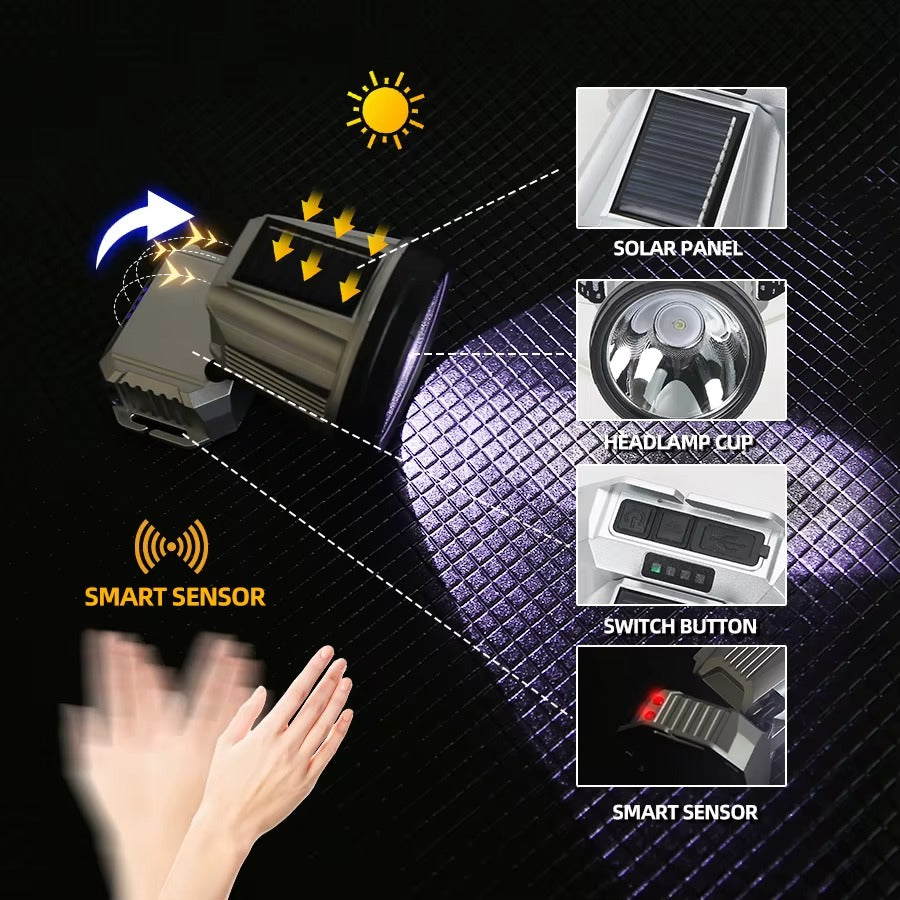 Phare LED Rechargeable à Induction &amp; Solaire – Ultra Puissant et Étanche