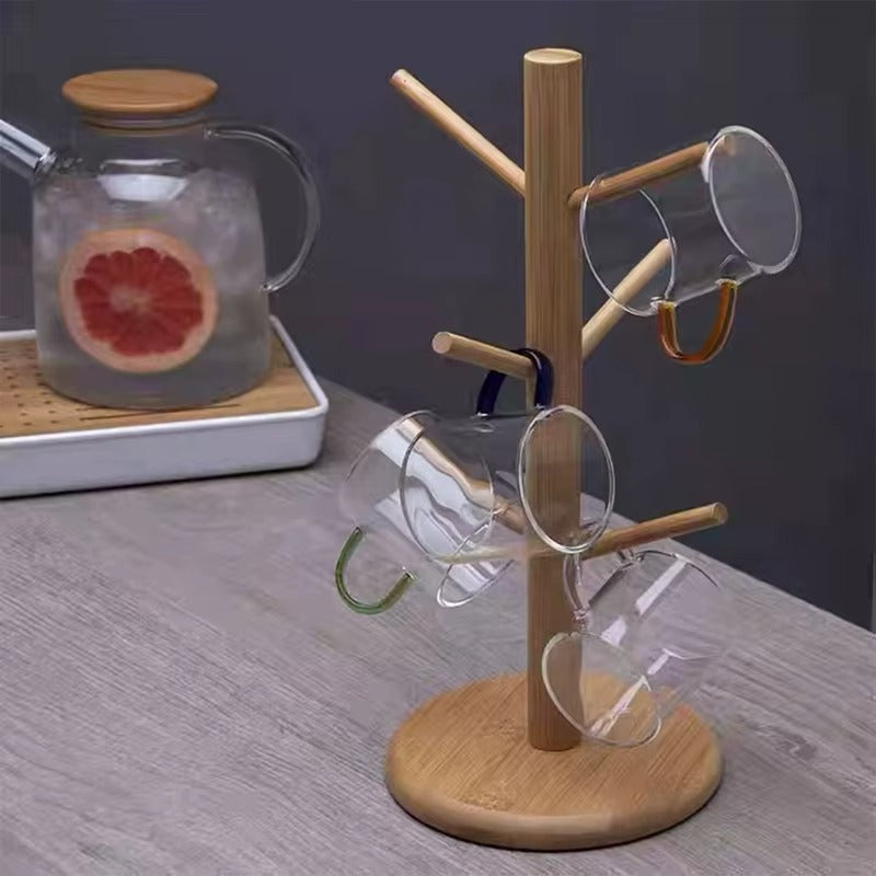Support en bois pour tasses – Design arbre avec 6 crochets