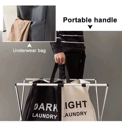 Panier à Linge Pliable 3 Compartiments – Séparateur de Vêtements Sales