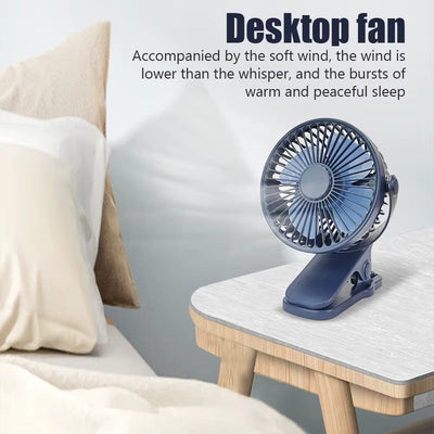 Mini ventilateur USB avec clip – Rechargeable &amp; rotatif 360°