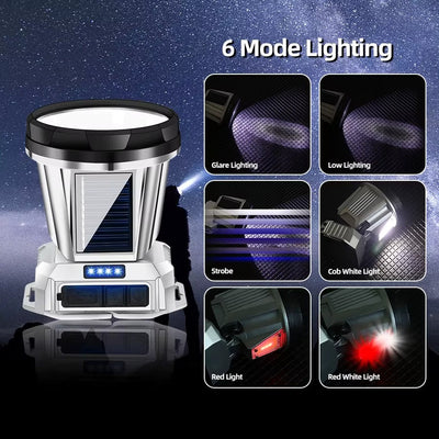 Phare LED Rechargeable à Induction &amp; Solaire – Ultra Puissant et Étanche