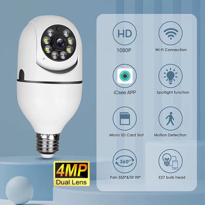 Caméra Ampoule 360° WiFi – Sécurité Discrète &amp; Intelligente (GA)