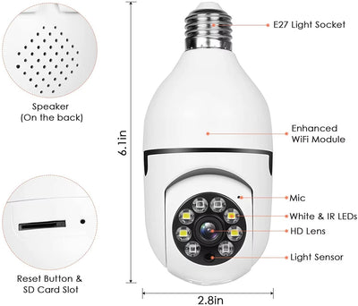 Caméra Ampoule 360° WiFi – Sécurité Discrète &amp; Intelligente (GA)